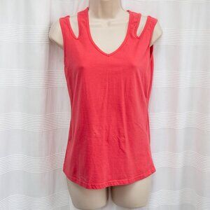 NWOT Coral Cutout Cotton NY&CO Knit V Neck Sleeveless Tank Top